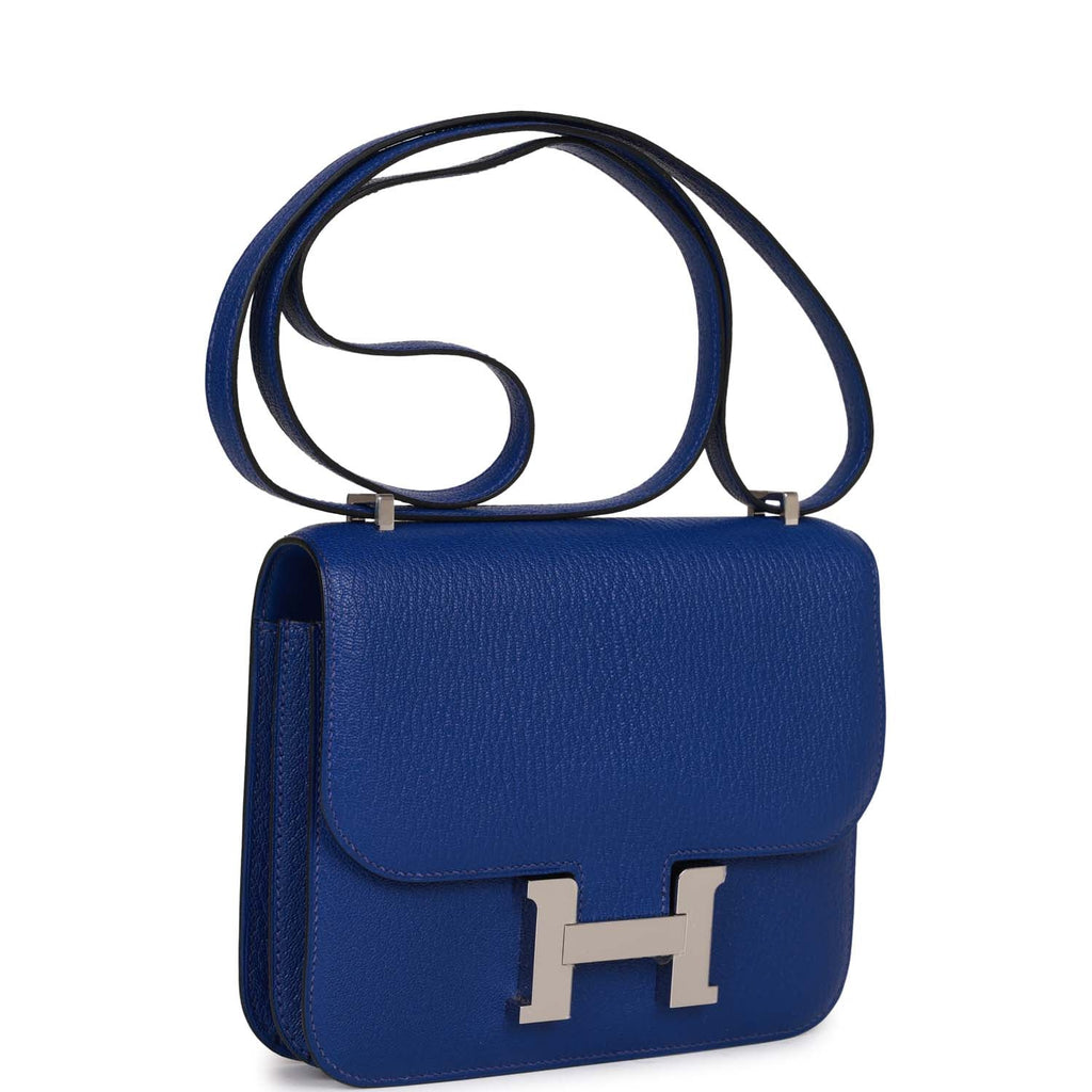 Hermes Blue Leather Chevre Constance Mini 18 Shoulder Bag Hermes