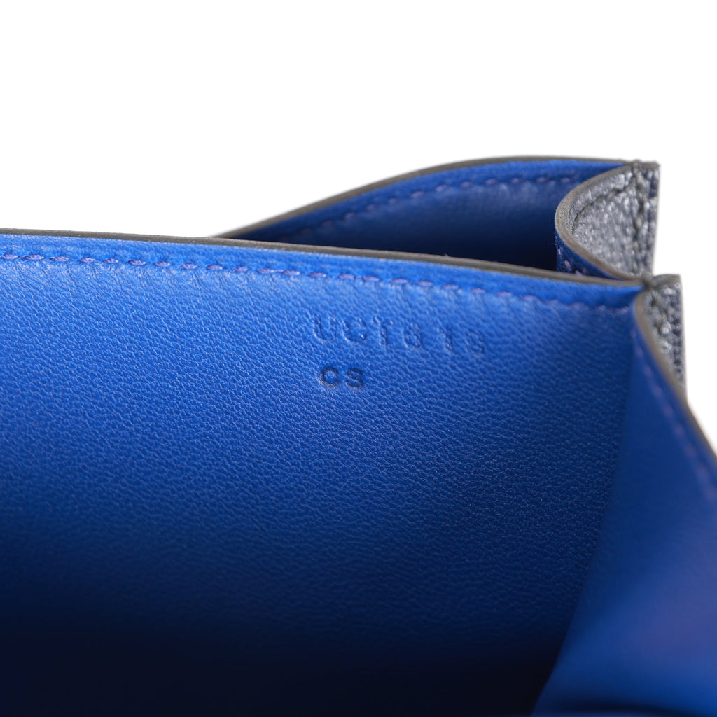 Hermes Special Order (HSS) Kelly Sellier 20 Bleu Encre and Bleu Indigo  Chevre Mysore Palladium Hardware