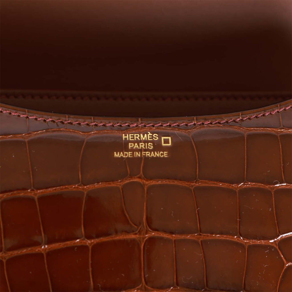 Hermes Constance 18 Miel Shiny Alligator Gold Hardware – Madison Avenue  Couture