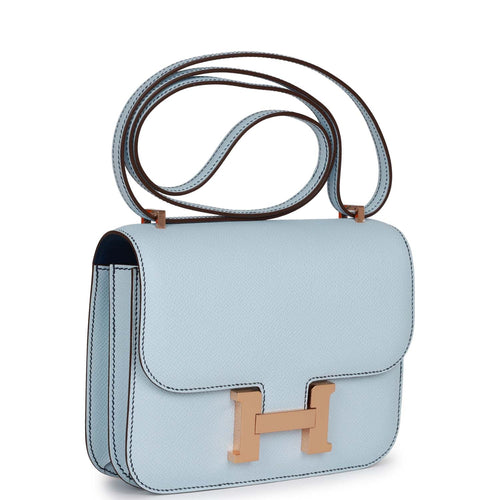 Hermes Special Order (HSS) Constance 18 Bleu Brume Verso Epsom Rose Gold Hardware