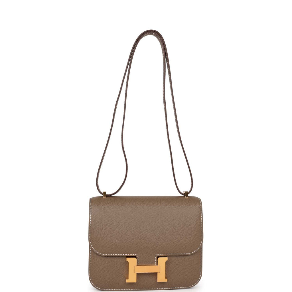 Hermes Constance Mini 18 Bag Etoupe Gold Hardware Epsom Leather at 1stDibs