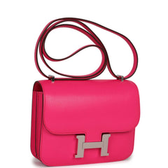 Hermes Constance 18 Rose Pop Chevre Chamkila Palladium Hardware
