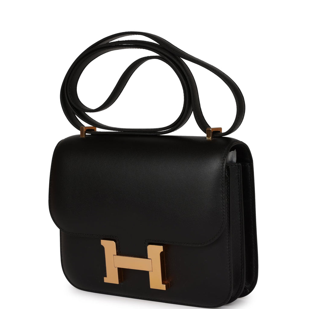 HERMÈS Constance Mini 19 shoulder bag in Black Monsieur leather