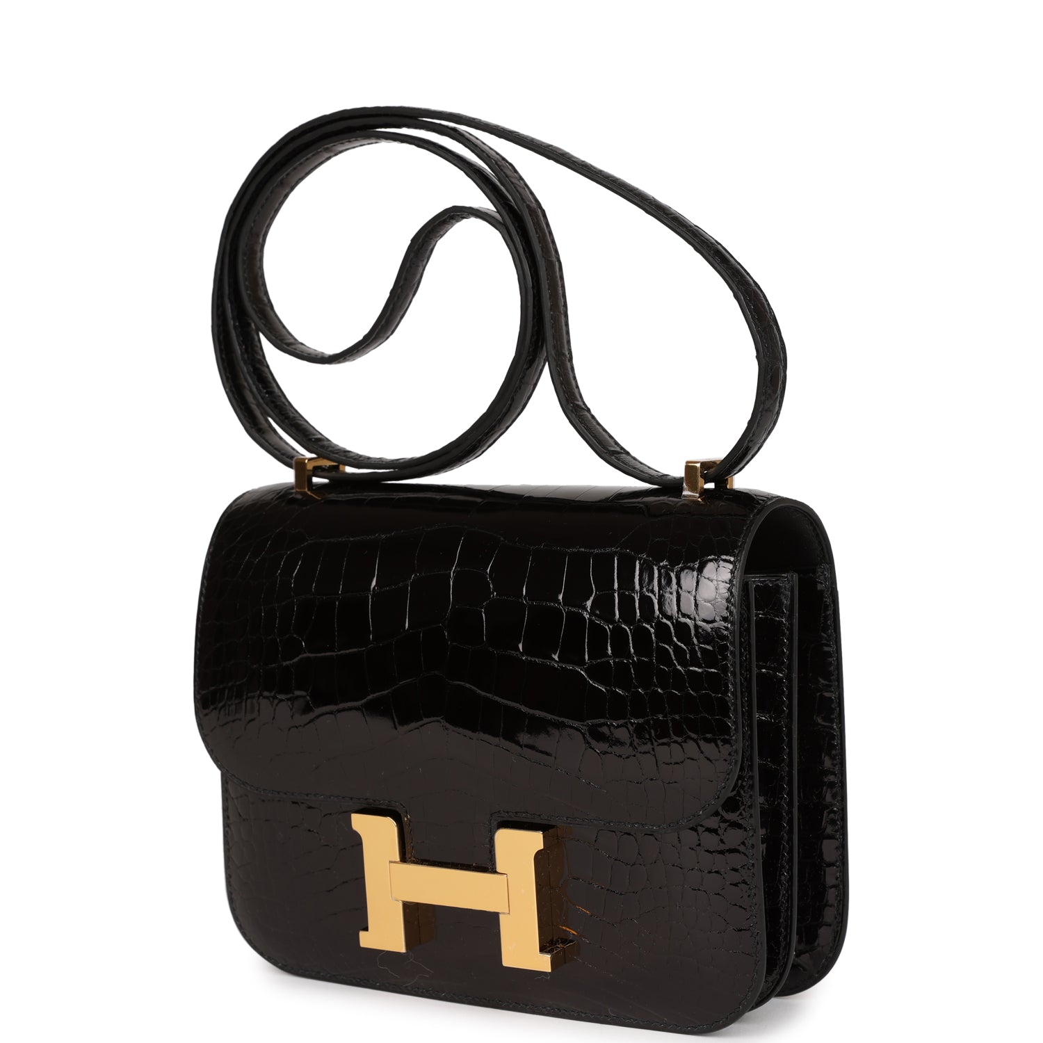 Hermes Constance 18 Black Shiny Alligator Gold Hardware – Madison ...