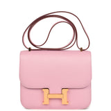 Hermes Constance 18 Mauve Sylvestre Chevre Rose Gold Hardware