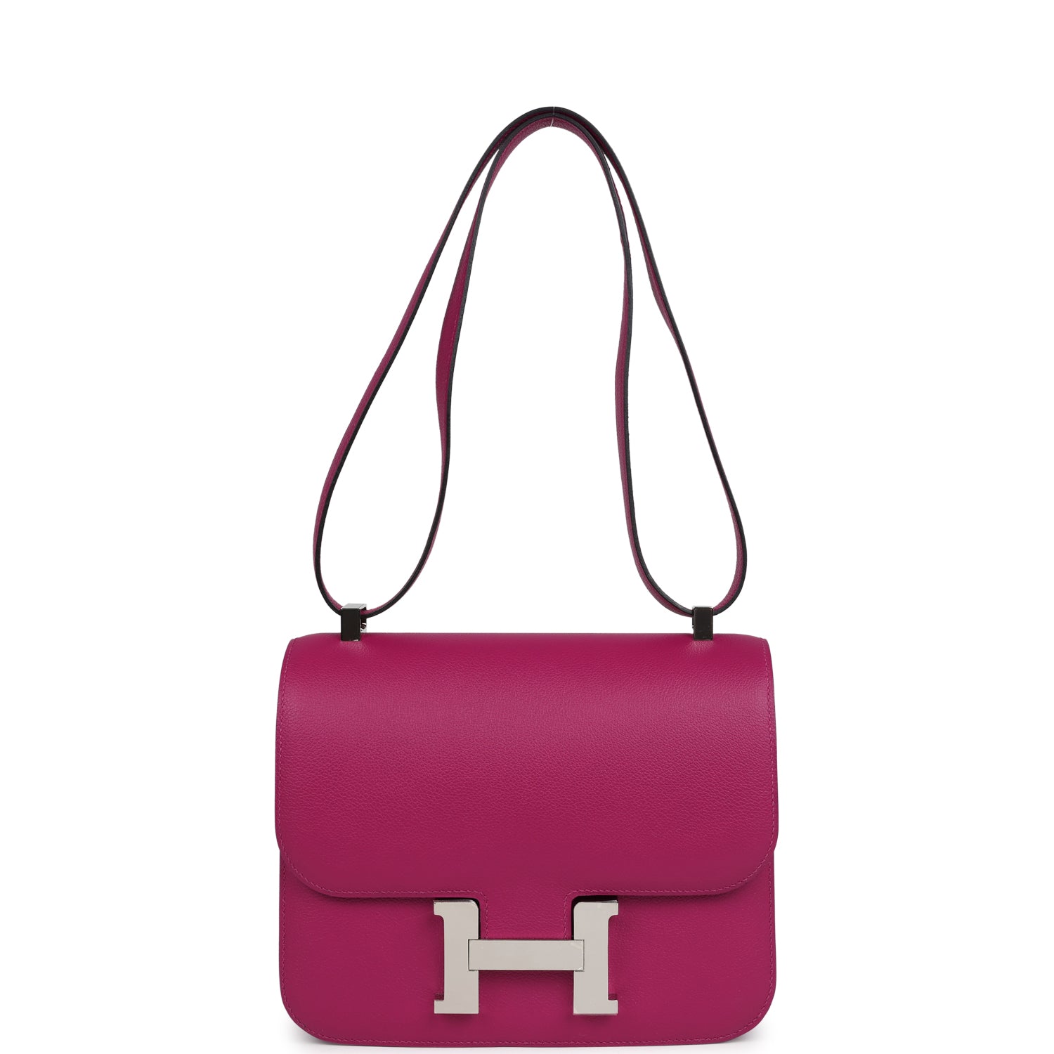 Pre-owned Hermes Constance 24 Rose Pourpre Evercolor Palladium Hardwar