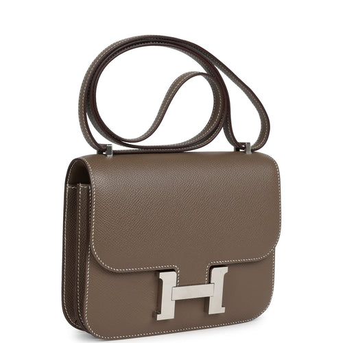 Pre-owned Hermes Constance 18 Etoupe Epsom Palladium Hardware