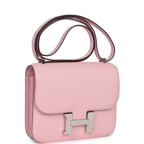 Pre-owned Hermes Constance 18 Rose Sakura Chevre Palladium Hardware
