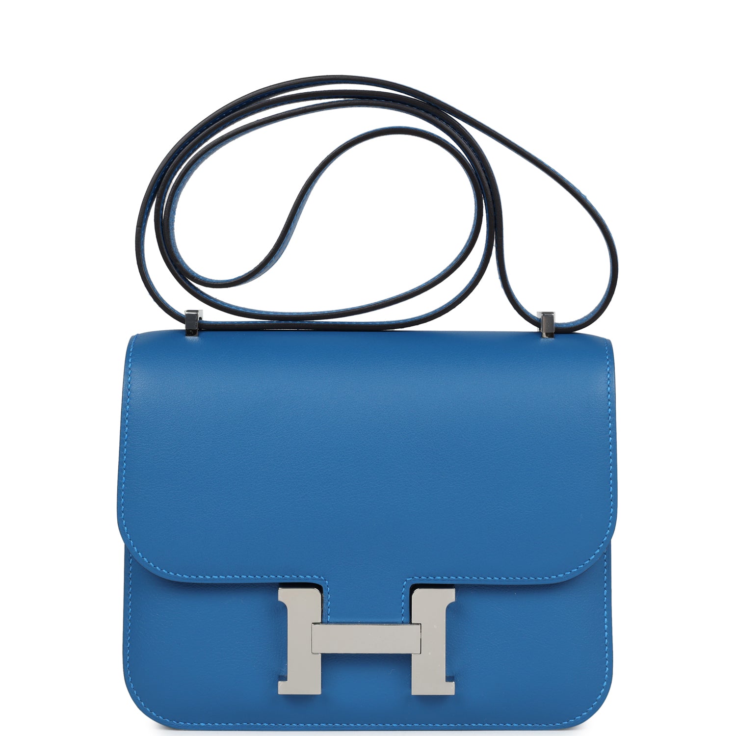 Pre-owned Hermes Constance 18 Mykonos Verso Evercolor Palladium Hardwa ...