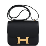 Pre-owned Hermes Constance 18 Black Epsom Gold Hardware