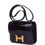 Hermes Constance 18 Amethyst Shiny Alligator Mississippiensis Gold Hardware