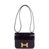 Hermes Constance 18 Amethyst Shiny Alligator Mississippiensis Gold Hardware