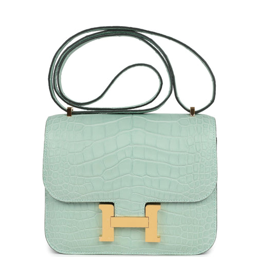 Hermes Constance 18 Vert D’Eau Matte Alligator Gold Hardware