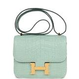 Hermes Constance 18 Vert D’Eau Matte Alligator Gold Hardware