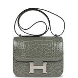 Hermes Constance 18 Gris Ciment Shiny Alligator Palladium Hardware