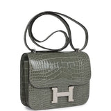 Hermes Constance 18 Gris Ciment Shiny Alligator Palladium Hardware