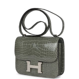 Hermes Constance 18 Gris Ciment Shiny Alligator Palladium Hardware