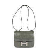 Hermes Constance 18 Gris Ciment Shiny Alligator Palladium Hardware