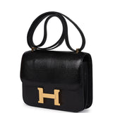 Pre-owned Hermes Constance 18 Black Varanus Niloticus Lizard Gold Hardware