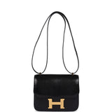 Pre-owned Hermes Constance 18 Black Varanus Niloticus Lizard Gold Hardware