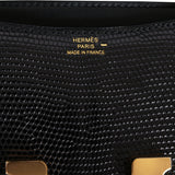 Pre-owned Hermes Constance 18 Black Varanus Niloticus Lizard Gold Hardware