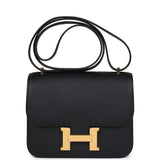 Pre-owned Hermes Constance 18 Black Epsom Gold Hardware