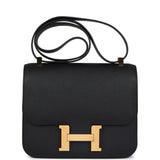 Pre-owned Hermes Constance 24 Black Epsom Gold Hardware