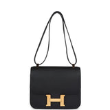 Pre-owned Hermes Constance 24 Black Epsom Gold Hardware