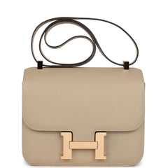 Pre-owned Hermes Constance 24 Verso Trench Epsom Rose Gold Hardware