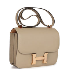 Pre-owned Hermes Constance 24 Verso Trench Epsom Rose Gold Hardware