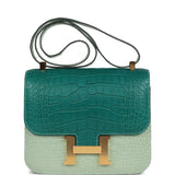 Hermes Constance 24 Bicolor Vert D'eau and Malachite Matte Alligator Gold Hardware