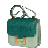 Hermes Constance 24 Bicolor Vert D'eau and Malachite Matte Alligator Gold Hardware