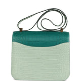 Hermes Constance 24 Bicolor Vert D'eau and Malachite Matte Alligator Gold Hardware