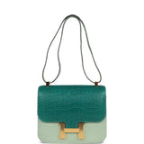 Hermes Constance 24 Bicolor Vert D'eau and Malachite Matte Alligator Gold Hardware