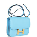 Hermes Constance 18 Celeste Epsom Gold Hardware