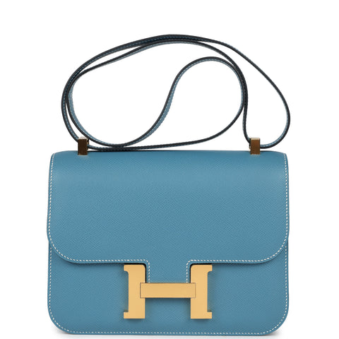 Hermes Constance 1-24 Blue Jean Epsom Gold Hardware