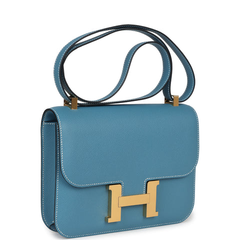 Hermes Constance 1-24 Blue Jean Epsom Gold Hardware