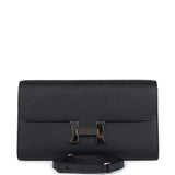 Pre-owned Hermes Constance Wallet To Go Black Epsom Palladium Hardware