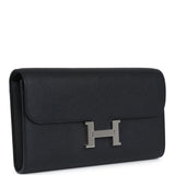 Pre-owned Hermes Constance Wallet To Go Black Epsom Palladium Hardware