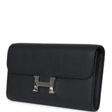 Pre-owned Hermes Constance Wallet To Go Black Epsom Palladium Hardware