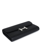 Pre-owned Hermes Constance Wallet To Go Black Epsom Palladium Hardware