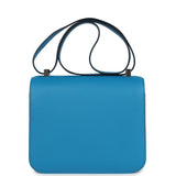 Pre-owned Hermes Constance 24 Bleu Zanzibar Evercolor Palladium Hardware back
