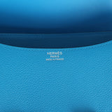 Pre-owned Hermes Constance 24 Bleu Zanzibar Evercolor Palladium Hardware logo