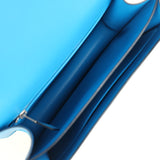 Pre-owned Hermes Constance 24 Bleu Zanzibar Evercolor Palladium Hardware interior