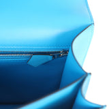 Pre-owned Hermes Constance 24 Bleu Zanzibar Evercolor Palladium Hardware zipper