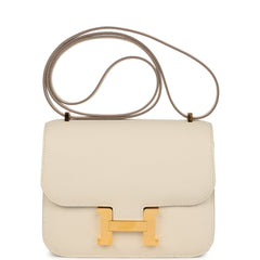 Pre-owned Hermes Constance 18 Craie Epsom Gold Hardware