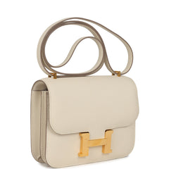 Pre-owned Hermes Constance 18 Craie Epsom Gold Hardware