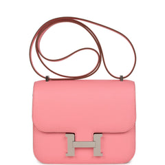 Hermes Constance 18 Rose Confetti Epsom Palladium Hardware