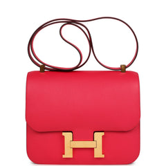 Pre-owned Hermes Constance 24 Rose Extreme Epsom Gold Hardware