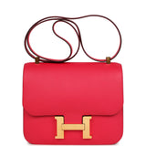 Pre-owned Hermes Constance 24 Rose Extreme Epsom Gold Hardware